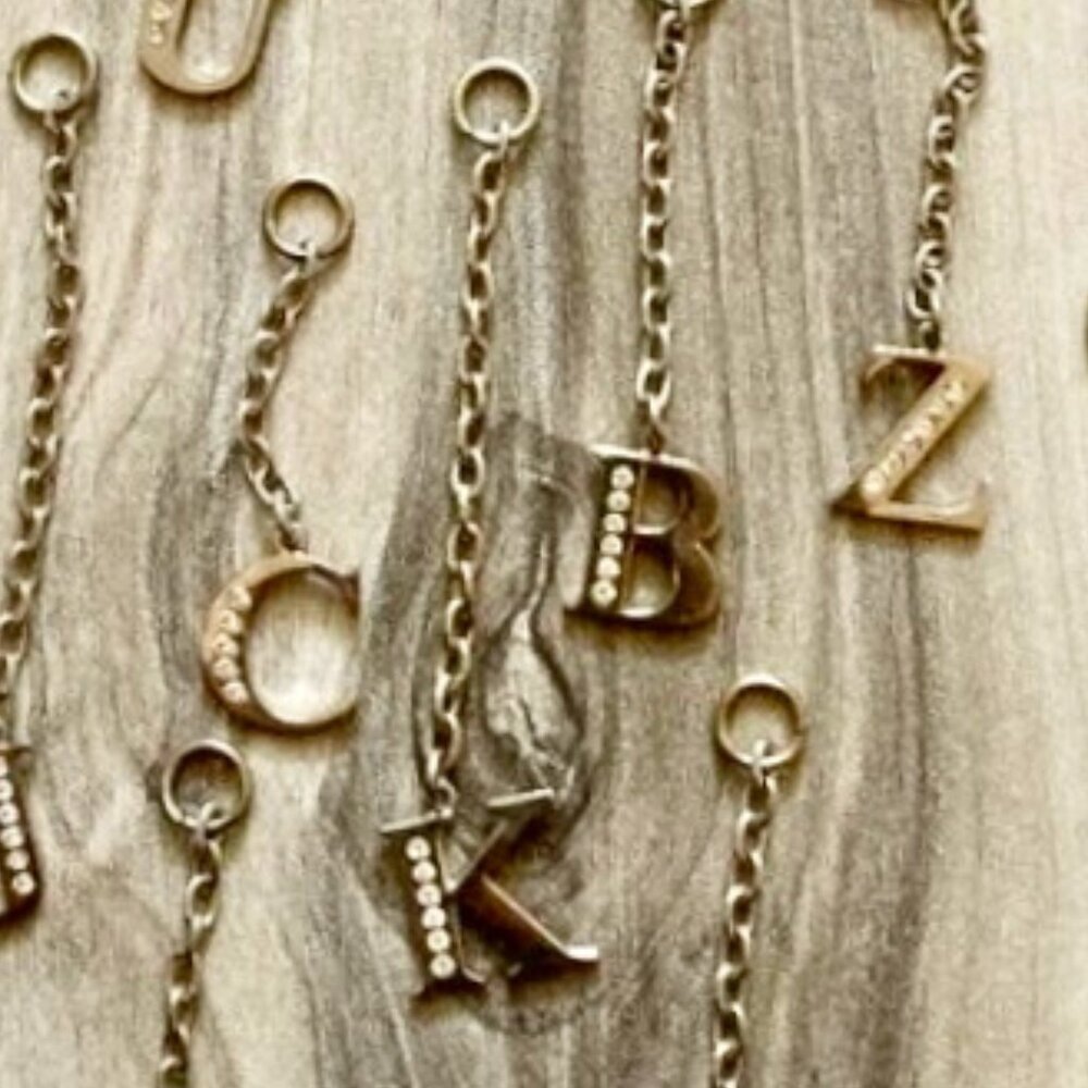 NWT Silver-colored (K), rhinestone studded initial Bag Charm